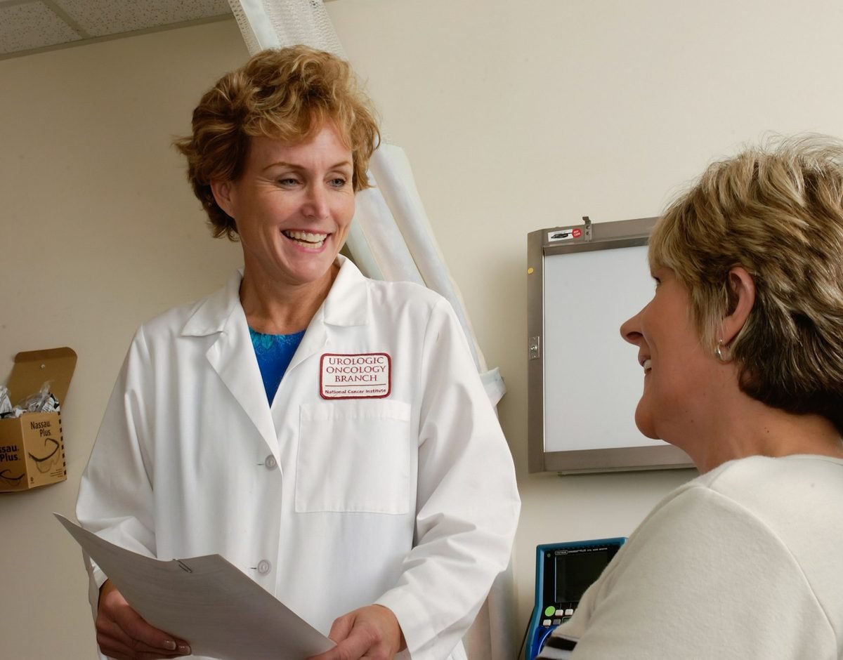 Healthcare provider with a patient in a modern clinic