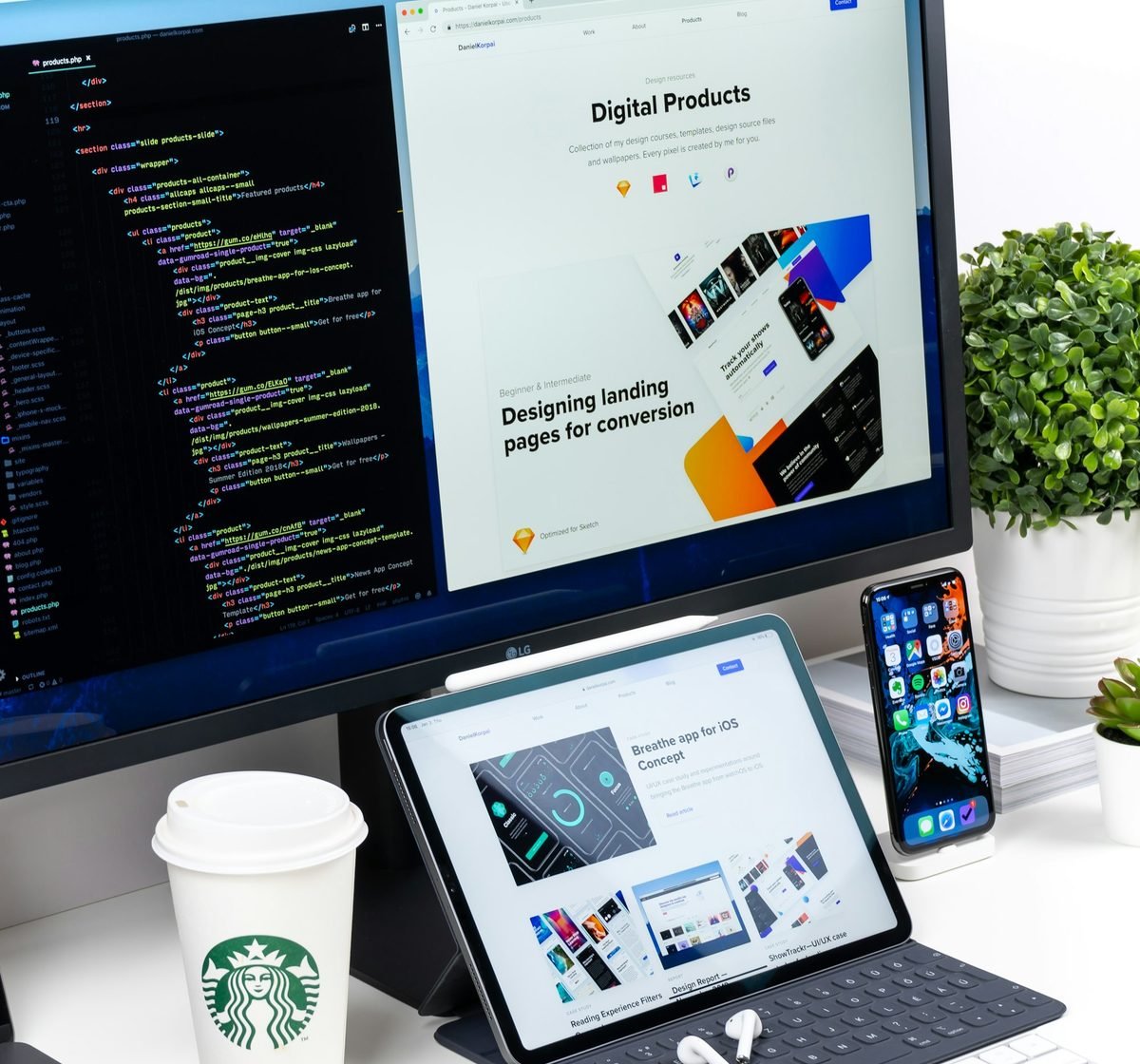 Designer sketching website wireframes and UI layouts