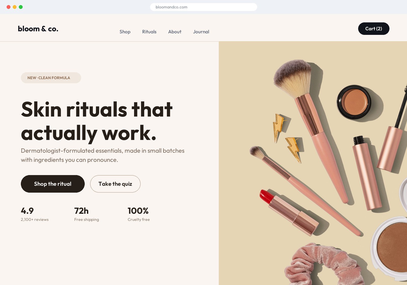 Skincare eCommerce store concept designed by SketchVolt